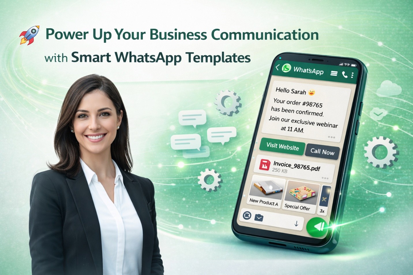 WhatsApp Media Automation dashboard showing automated sending of images, videos, and documents to customers for improved engagement and business communication
